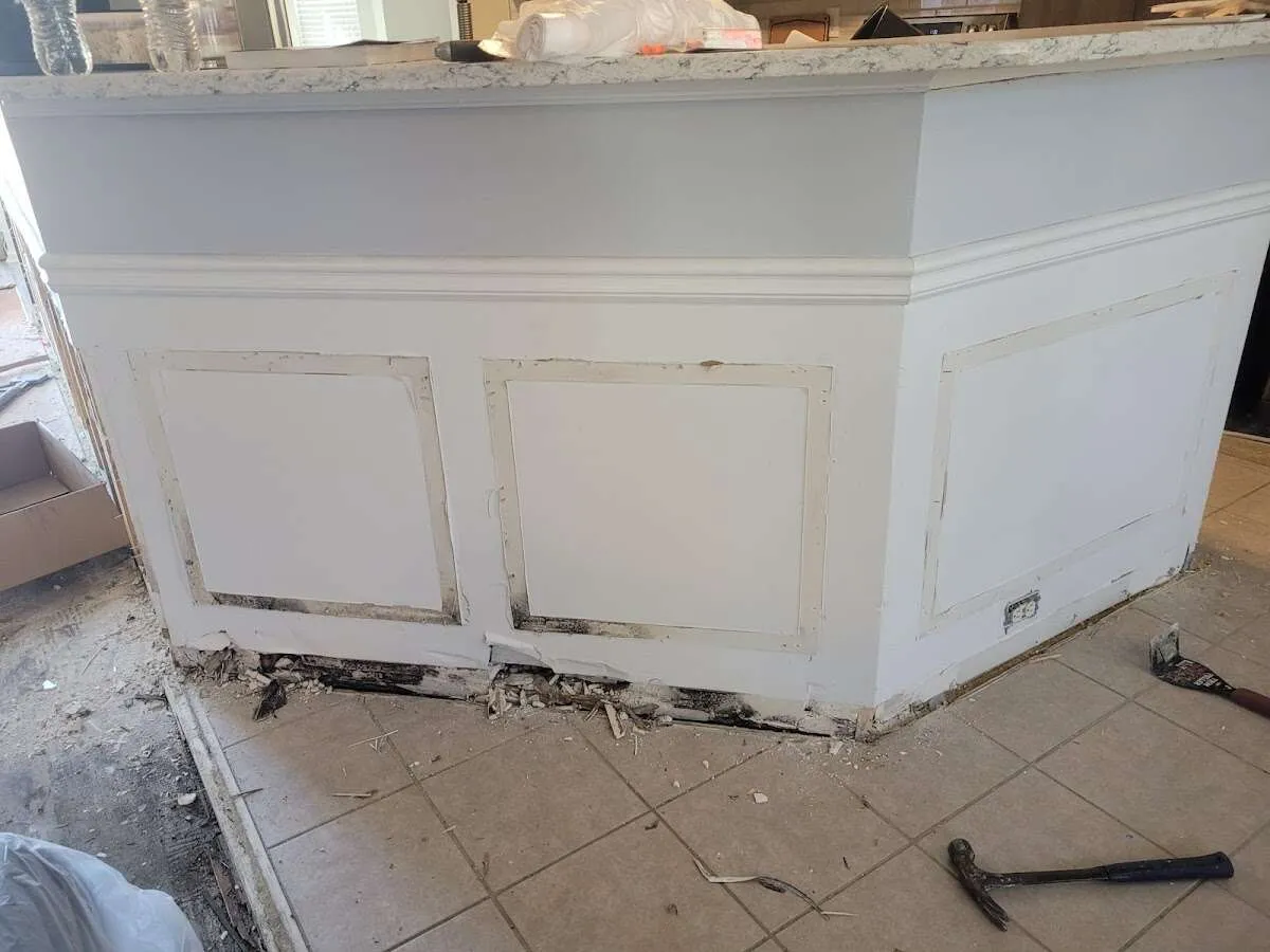 Water damage and mold on kitchen during Storm Damage Restoration in Glenwood